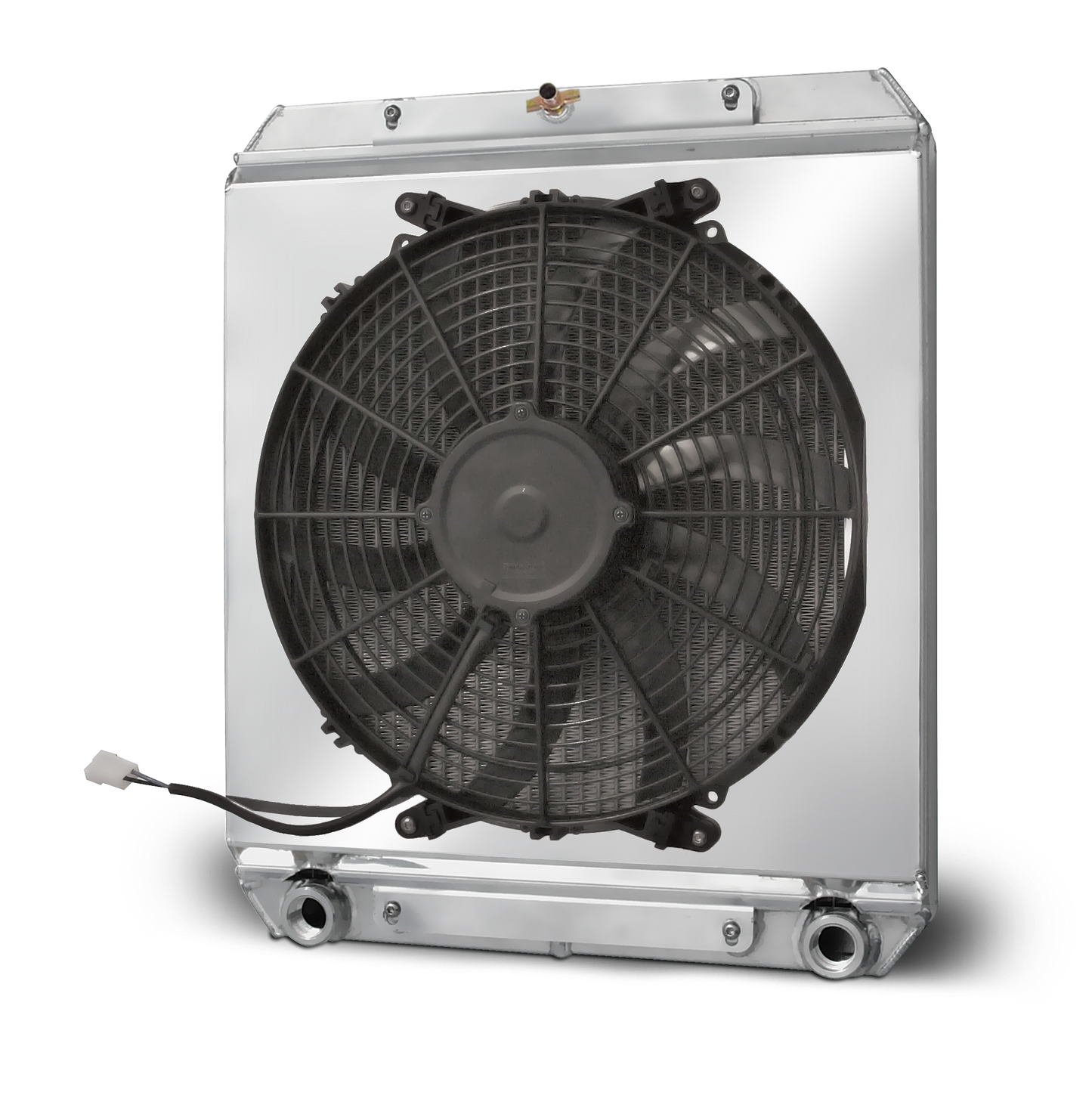 Aluminum Radiator with Fan Shroud Dragster/Roadster Double Pass 3/4 FNPT Inlet 3/4 FNPT Outlet