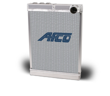 Aluminum Satin Midget Radiator Front Mount Downflow  Double Pass (3) 3/8 NPT Inlets  1-1/2 Outlet